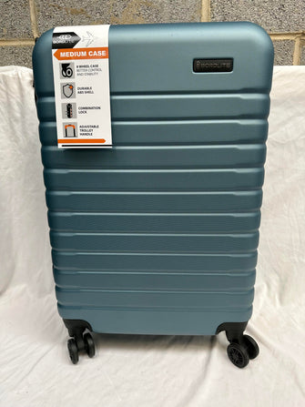 Light Blue Luggage  Hard Shell Cabin Suitcase 4 Wheel Travel Trolley Lightweight Case