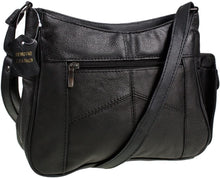 Medium Sized Soft Nappa Black Leather Bag Handbag with long strap - Can be worn across the body