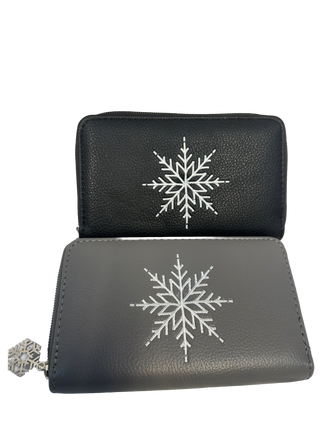 Black / Grey Ladies Snowflake Wallet Small