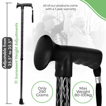 Black, Gold, Silver Luxury Ladies Engraved Etched Adjustable Walking Stick Cane with Soft Grip Gel Ergonomic Handle for Women - 25.5 – 35.5