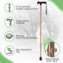Black, Gold, Silver Luxury Ladies Engraved Etched Adjustable Walking Stick Cane with Soft Grip Gel Ergonomic Handle for Women - 25.5 – 35.5