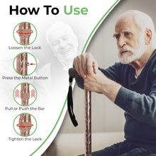 Black, Gold, Silver Luxury Ladies Engraved Etched Adjustable Walking Stick Cane with Soft Grip Gel Ergonomic Handle for Women - 25.5 – 35.5