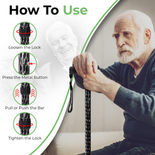 Black, Gold, Silver Luxury Ladies Engraved Etched Adjustable Walking Stick Cane with Soft Grip Gel Ergonomic Handle for Women - 25.5 – 35.5