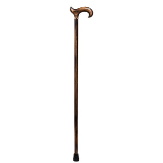 Gents Wooden Scorched Derby Cane with Collar Walking Stick with Natural Wood Stain 94cm (37") Height