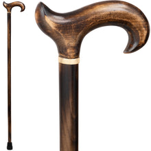 Gents Wooden Scorched Derby Cane with Collar Walking Stick with Natural Wood Stain 94cm (37") Height