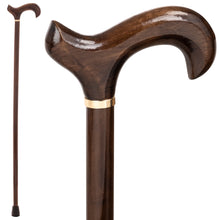 Gents Wooden Derby Cane with Collar Walking Stick in Dark Brown Wood Stain 94cm (37") Height