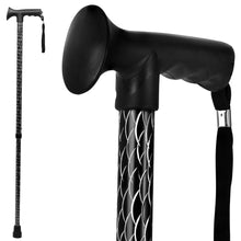 Black, Gold, Silver Luxury Ladies Engraved Etched Adjustable Walking Stick Cane with Soft Grip Gel Ergonomic Handle for Women - 25.5 – 35.5