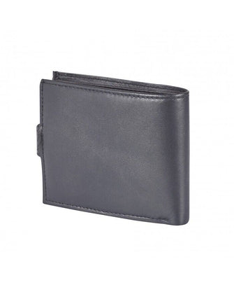 Mens Leather Wallet RFID SAFE Contactless Card Blocking ID Protection black