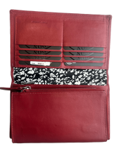 Ladies Leather RFID Purse Wallet Organizer Flap over Top Brand Black RFID Luxury