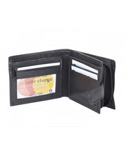 Mens Leather Wallet RFID SAFE Contactless Card Blocking ID Protection black